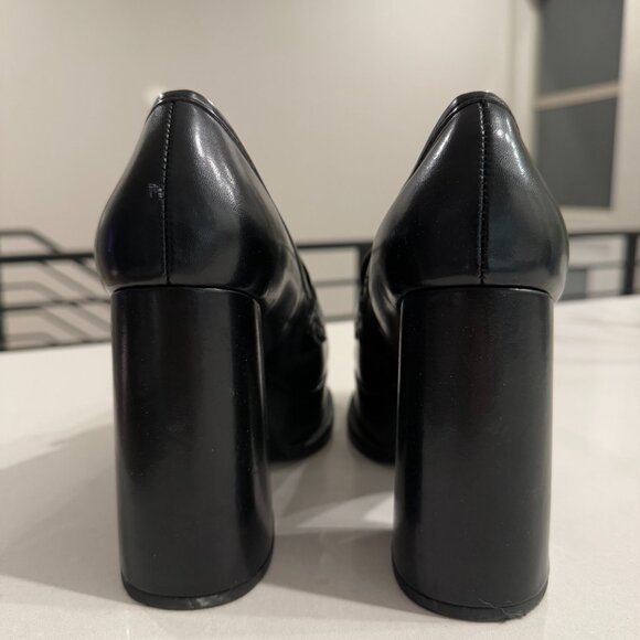 H&M Black Leather Platform Heeled Loafers - Picture 8 of 11